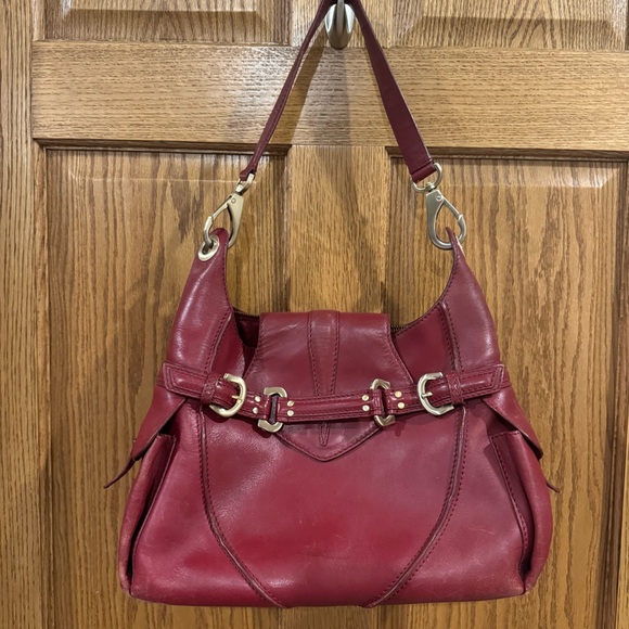 Via Spiga Red Butter Leather Hobo Shoulder Bag. Gorgeous